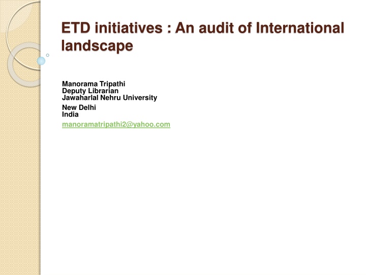 etd initiatives an audit of international