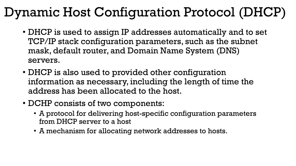 dynamic host configuration protocol dhcp