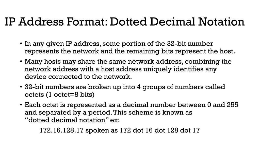 ip address format dotted decimal notation