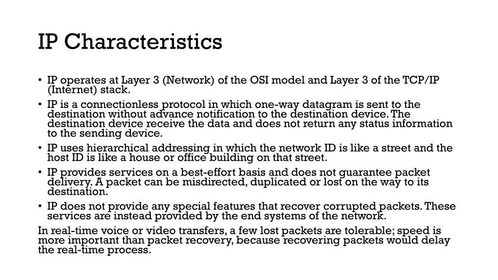 ip characteristics