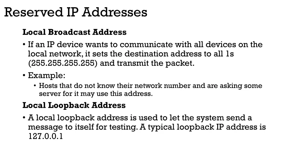 reserved ip addresses