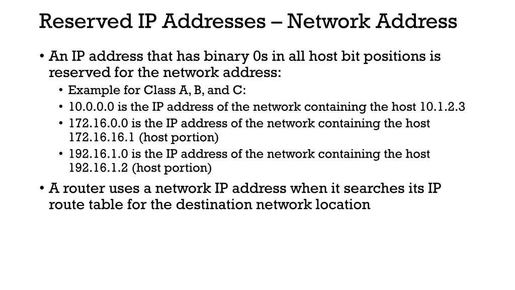 reserved ip addresses network address