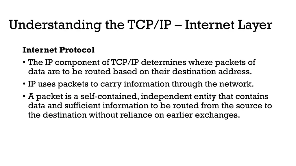 understanding the tcp ip internet layer