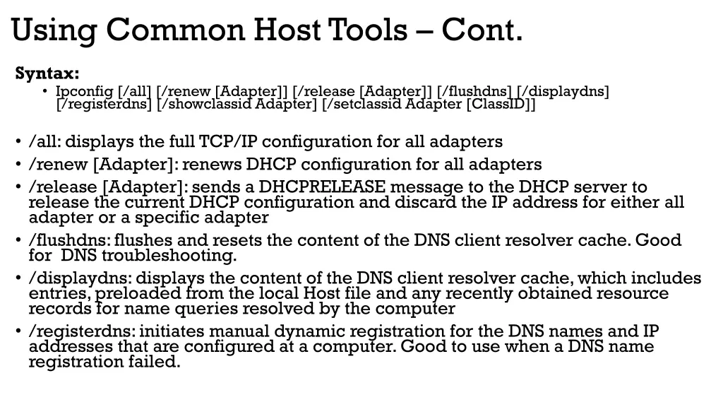 using common host tools cont 1