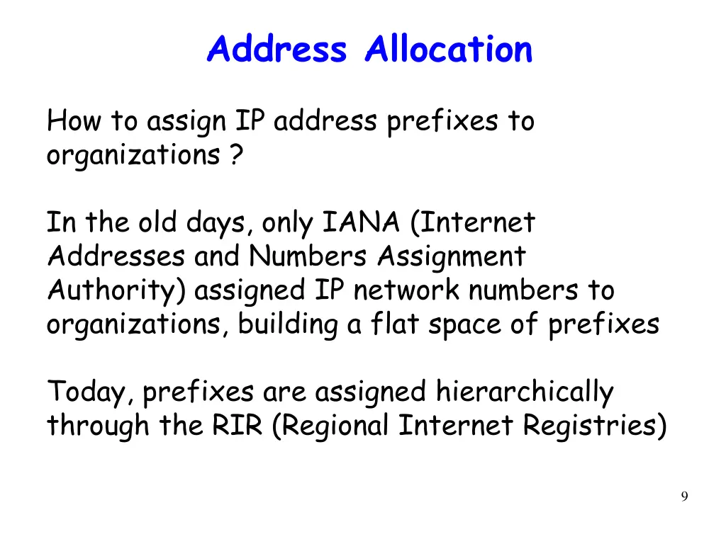 address allocation