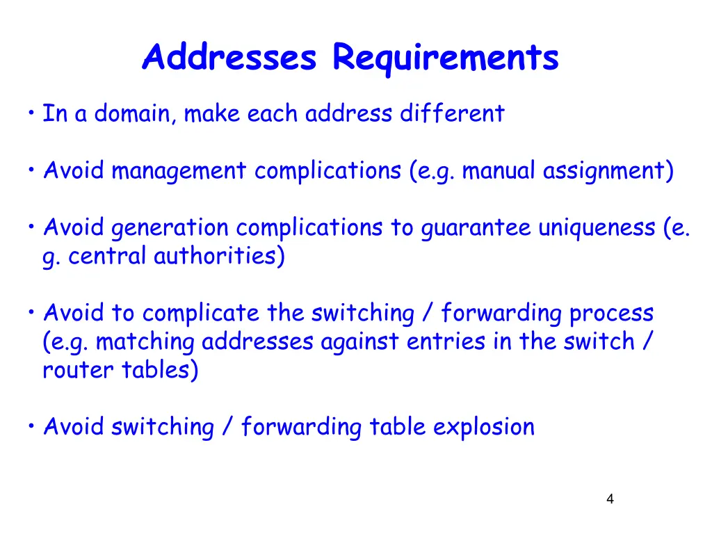 addresses requirements