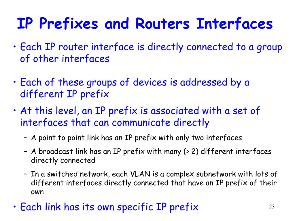 ip prefixes and routers interfaces