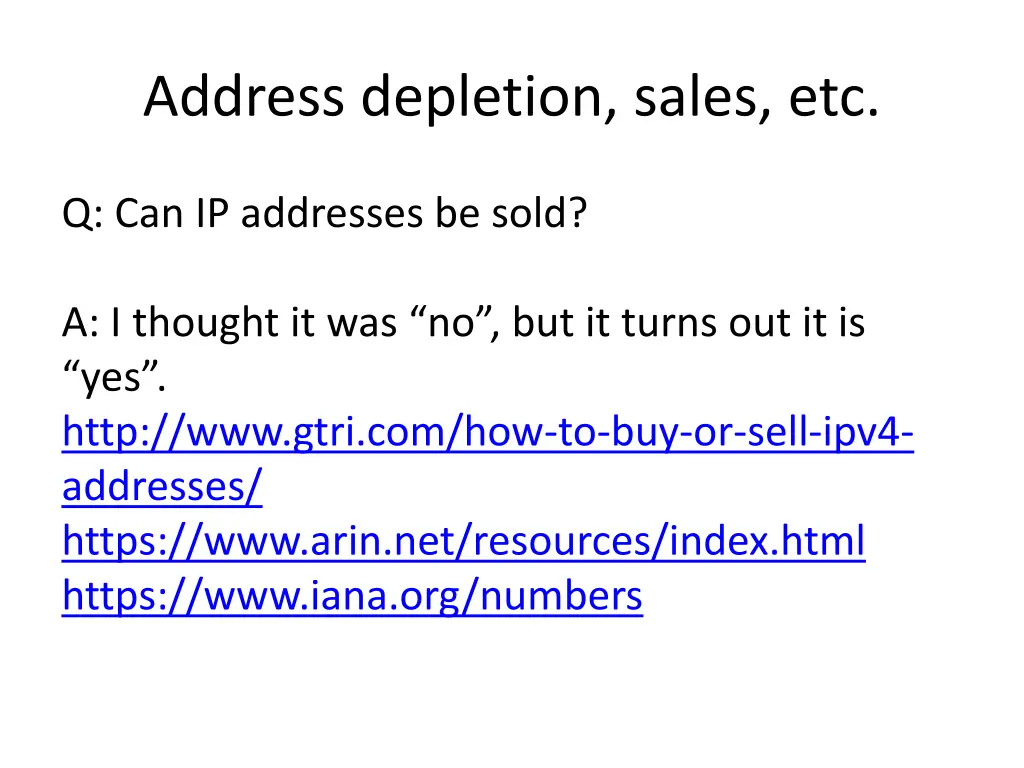 address depletion sales etc