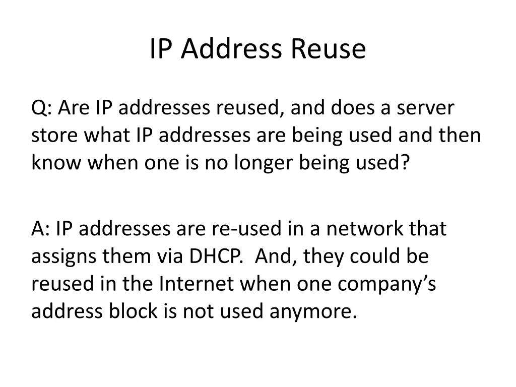 ip address reuse