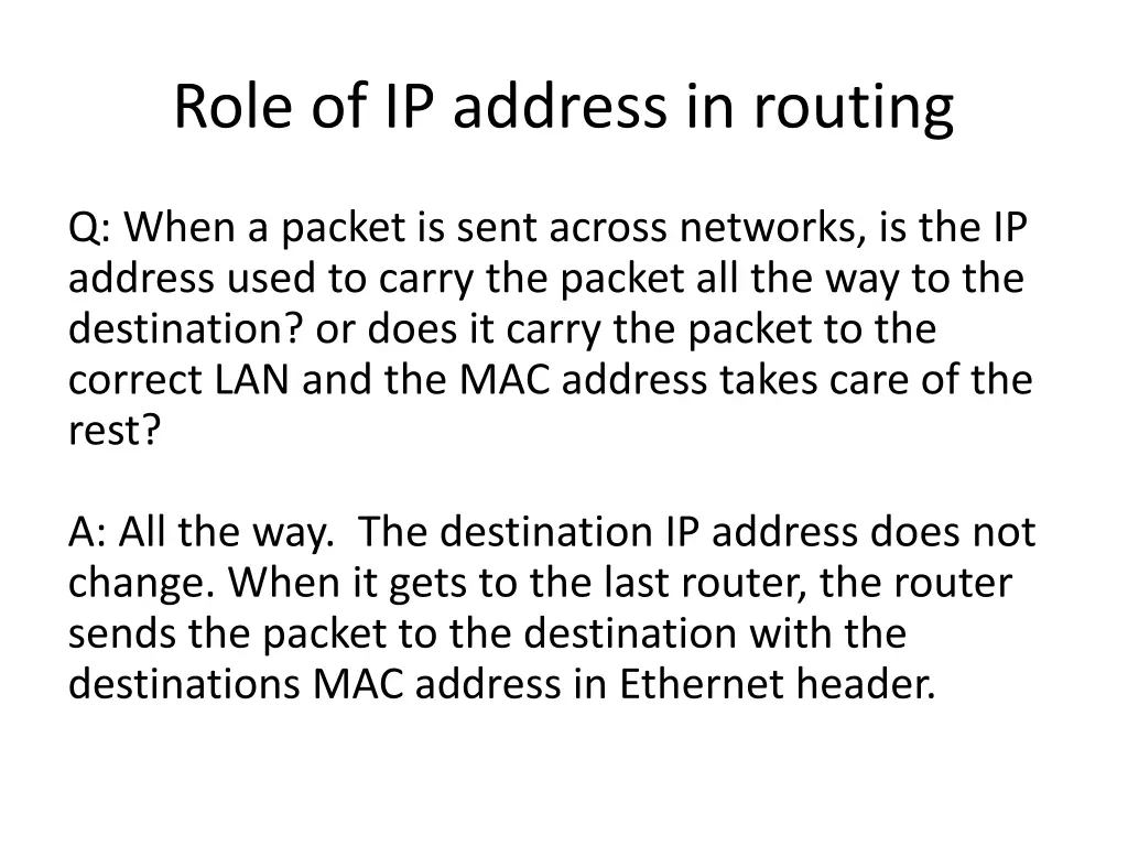 role of ip address in routing