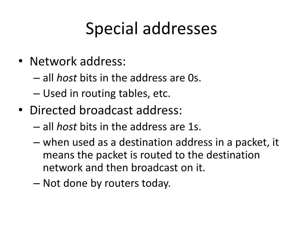 special addresses