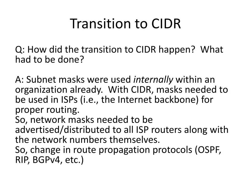 transition to cidr