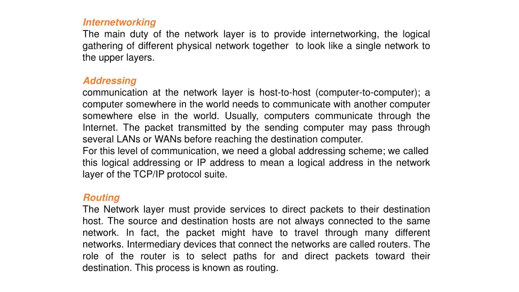 internetworking the main duty of the network