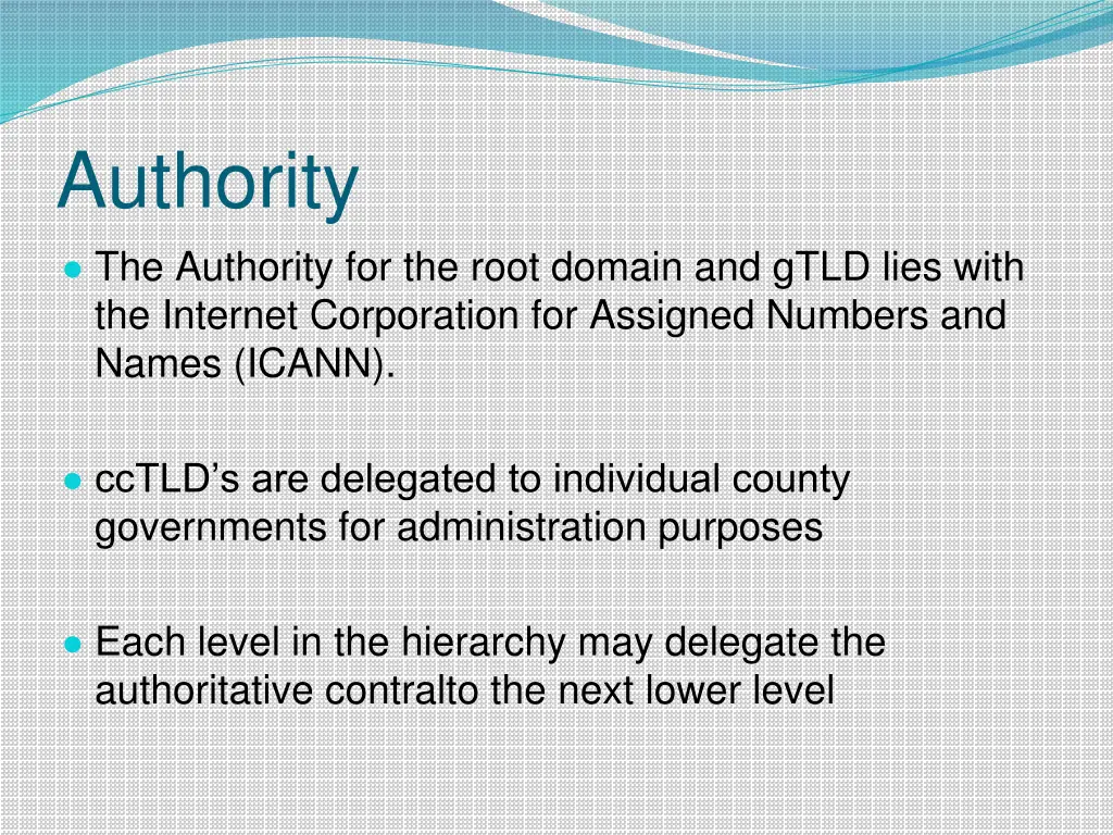 authority the authority for the root domain