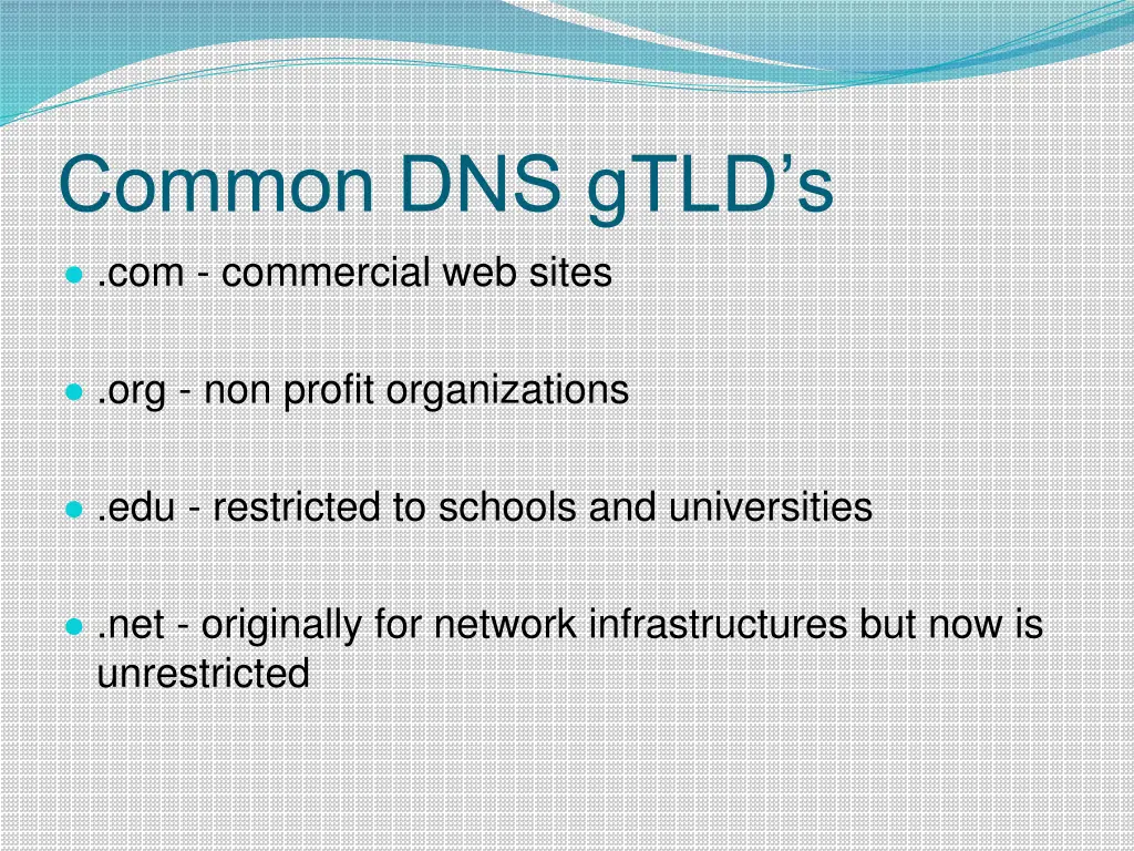 common dns gtld s com commercial web sites