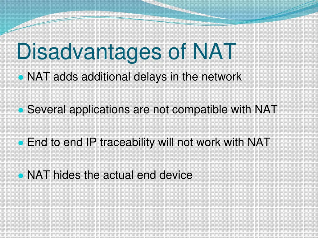 disadvantages of nat