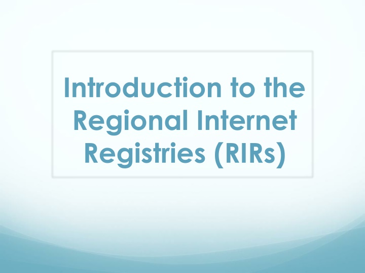 introduction to the regional internet registries