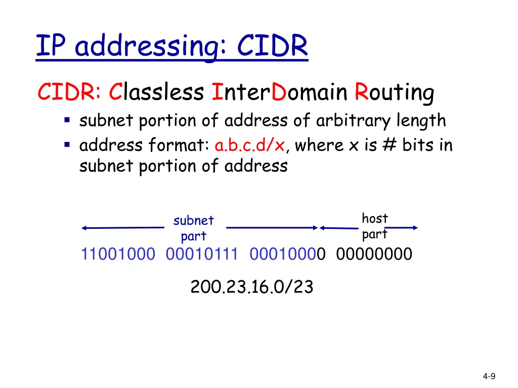 ip addressing cidr cidr classless interdomain