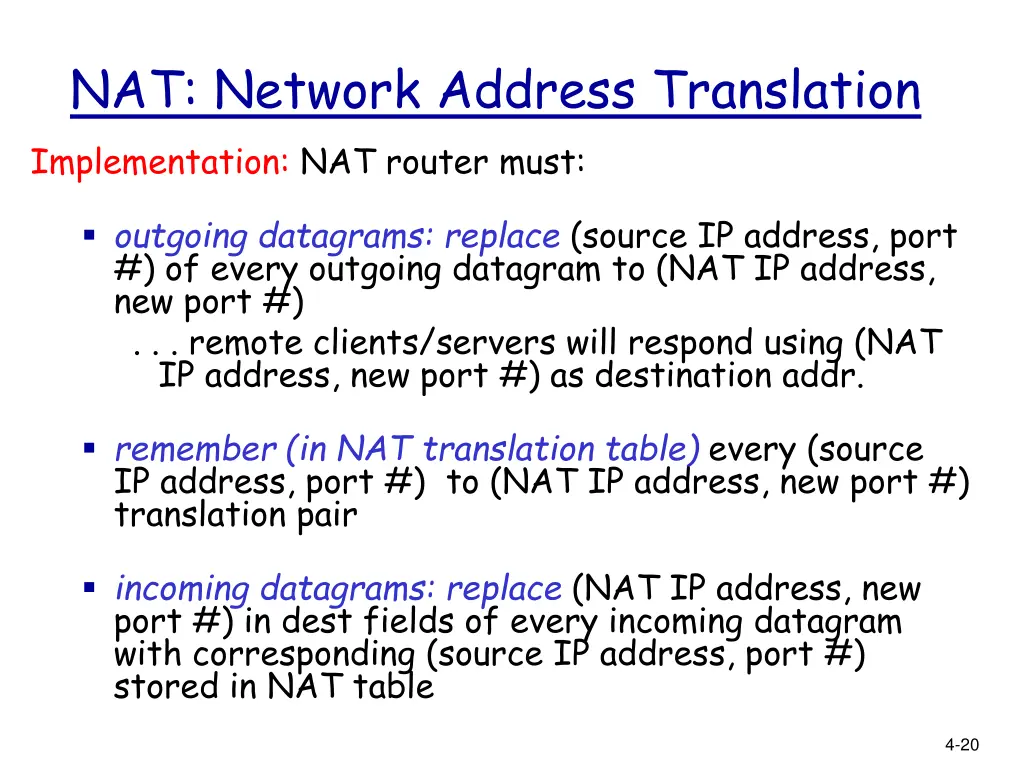 nat network address translation implementation