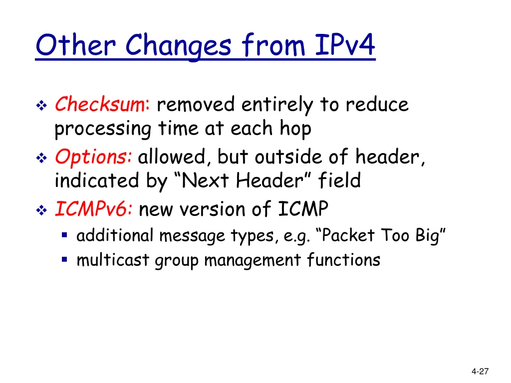 other changes from ipv4