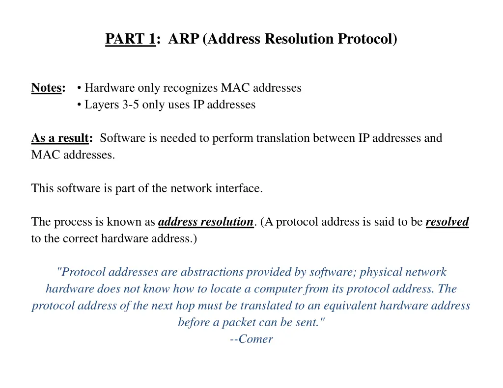 part 1 arp address resolution protocol