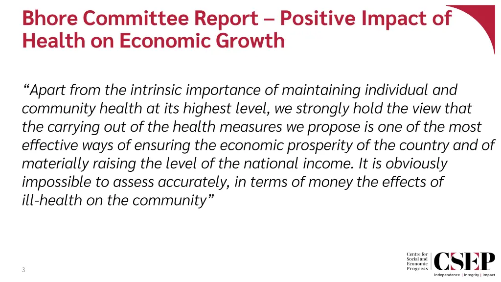 bhore committee report positive impact of health