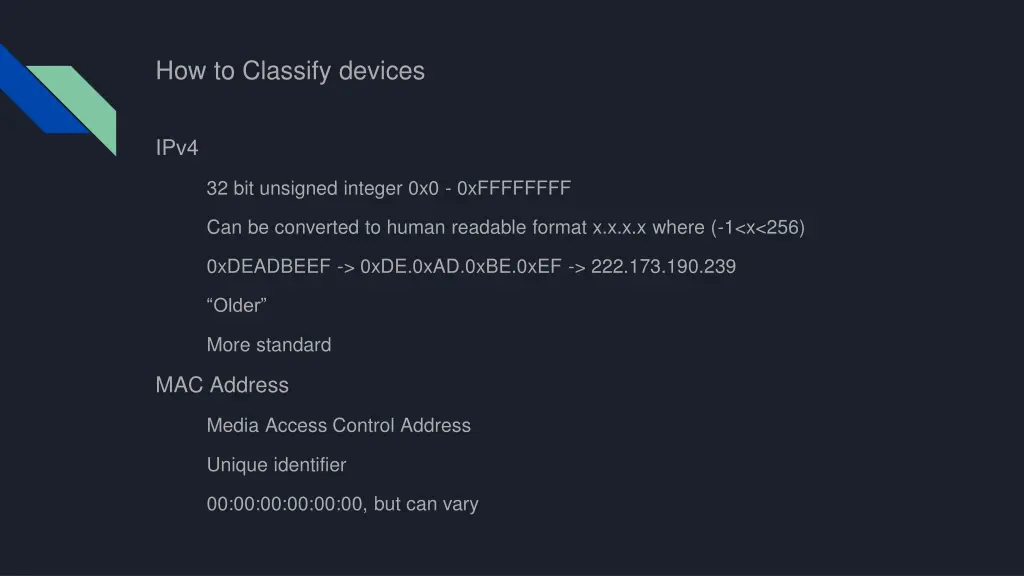 how to classify devices