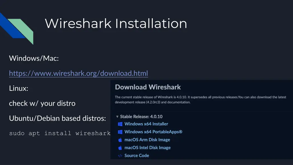 wireshark installation