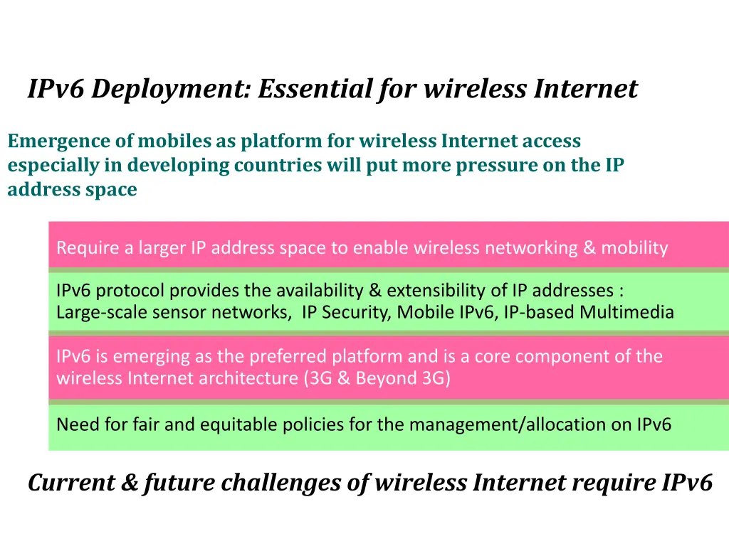 ipv6 deployment essential for wireless internet