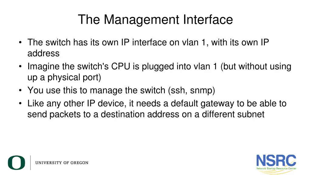 the management interface