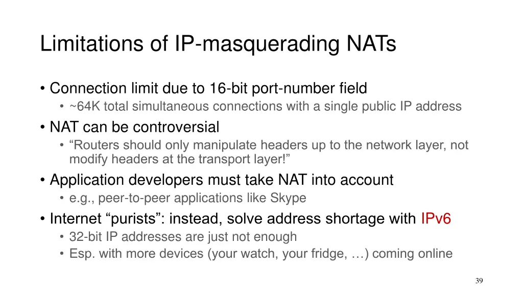 limitations of ip masquerading nats