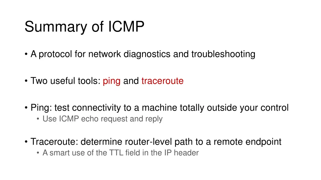 summary of icmp