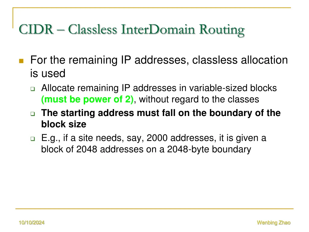 cidr classless interdomain routing