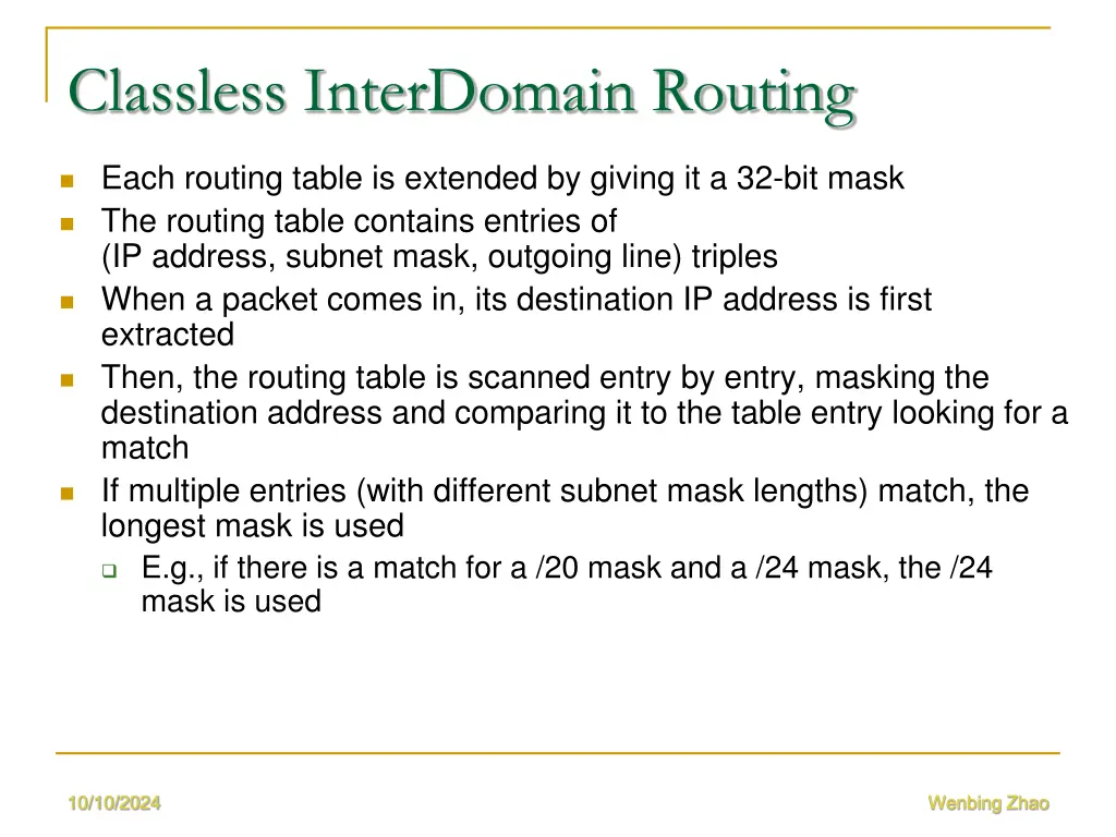 classless interdomain routing