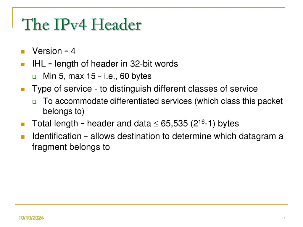 the ipv4 header