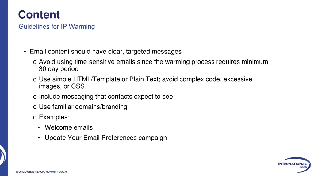 content guidelines for ip warming