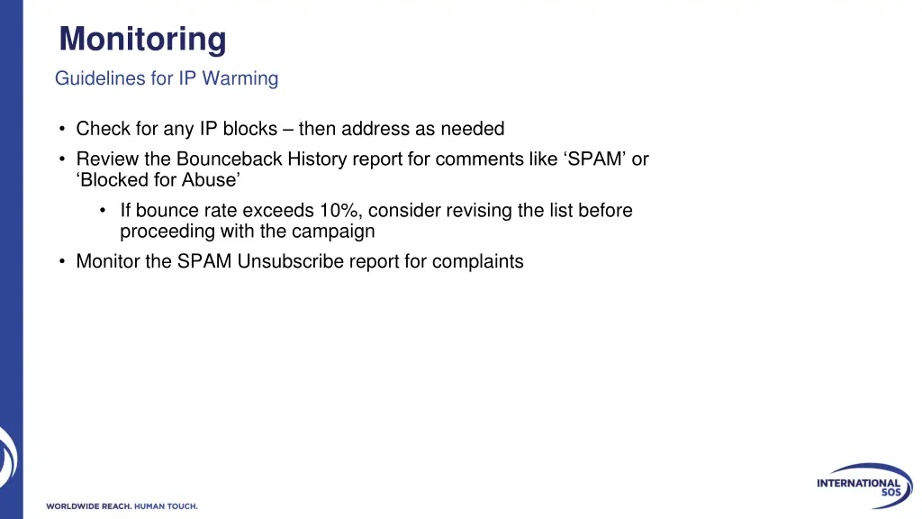 monitoring guidelines for ip warming