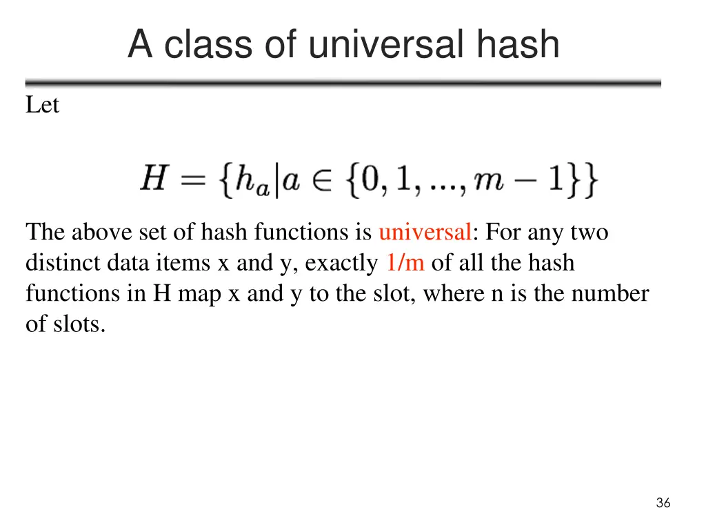 a class of universal hash