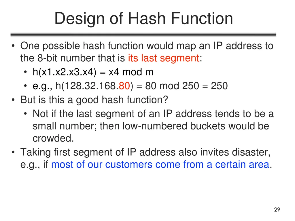 design of hash function