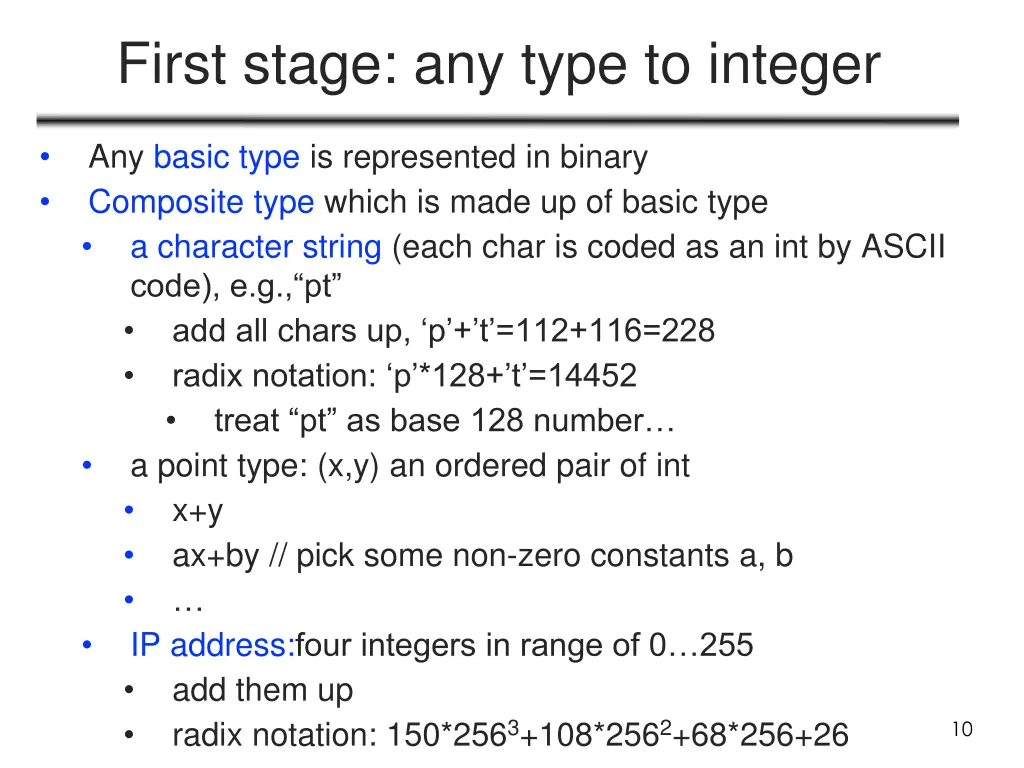 first stage any type to integer