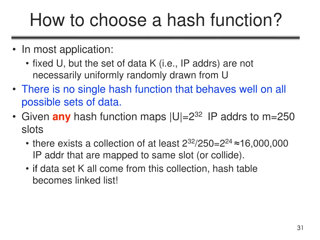 how to choose a hash function 1