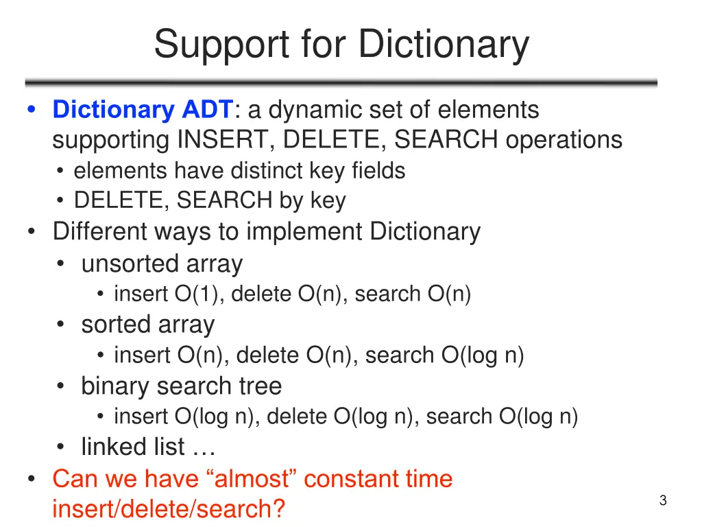 support for dictionary