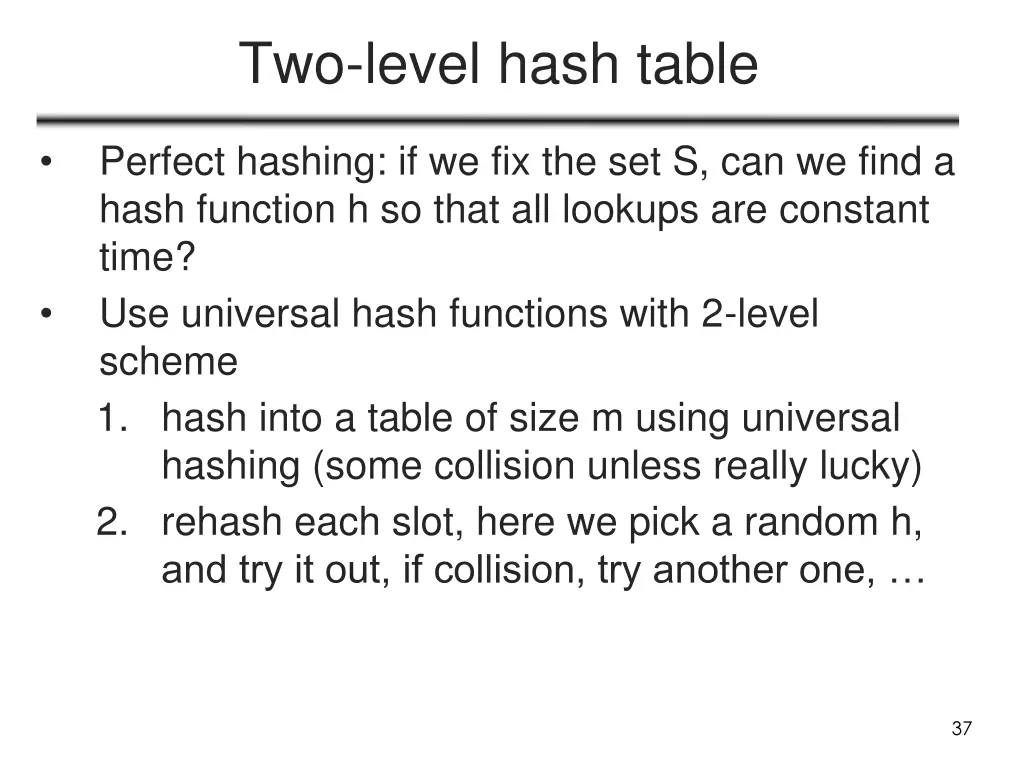 two level hash table