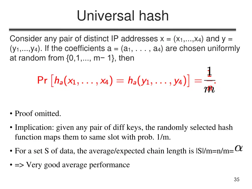 universal hash