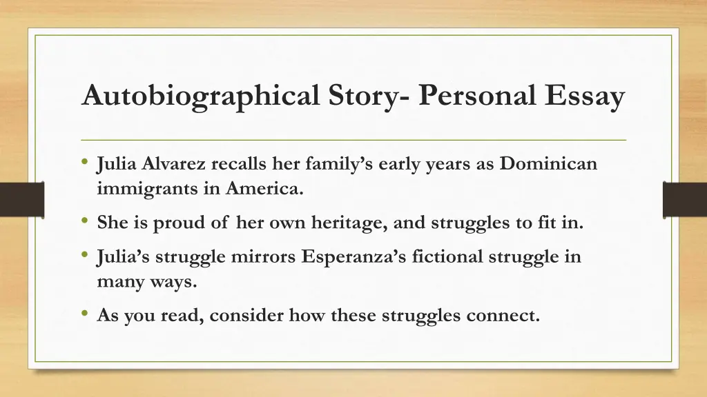 autobiographical story personal essay