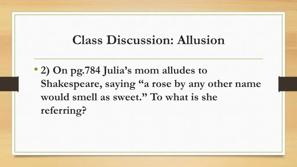 class discussion allusion