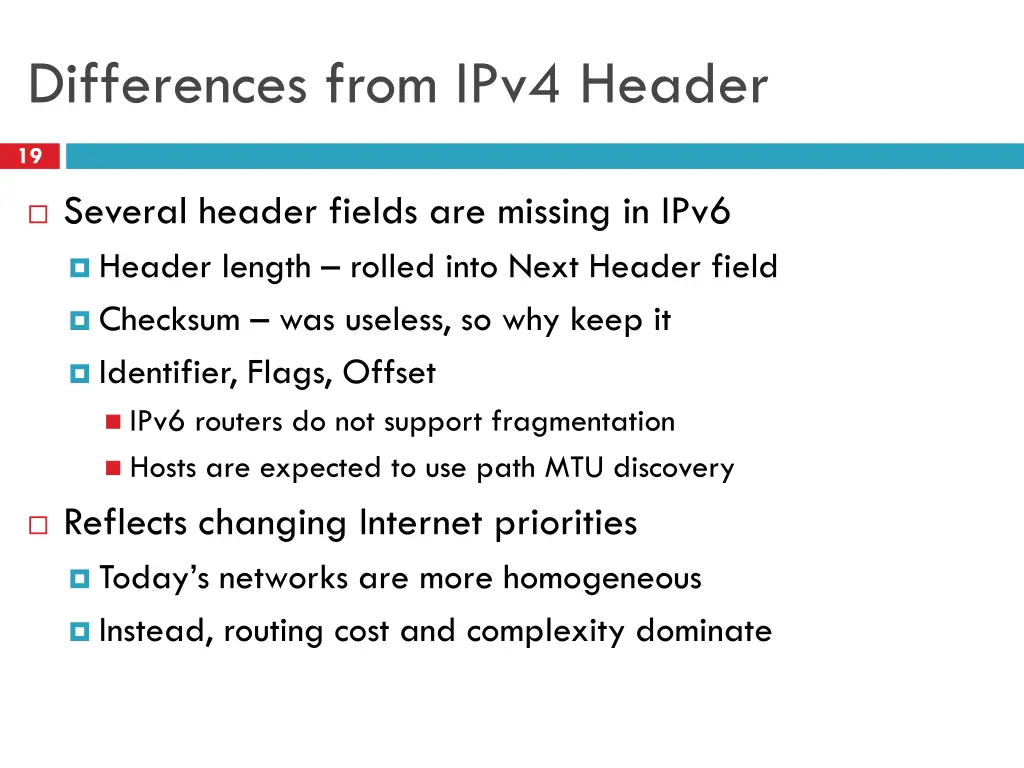 differences from ipv4 header