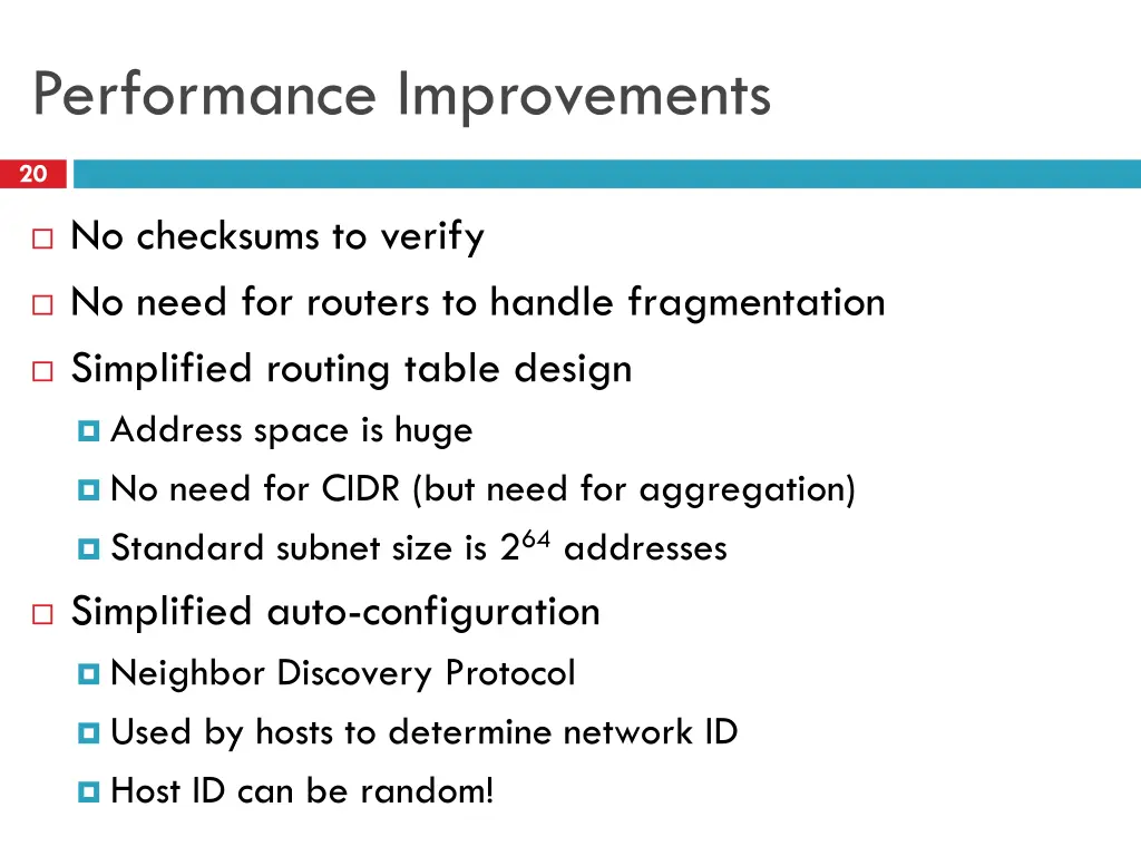 performance improvements