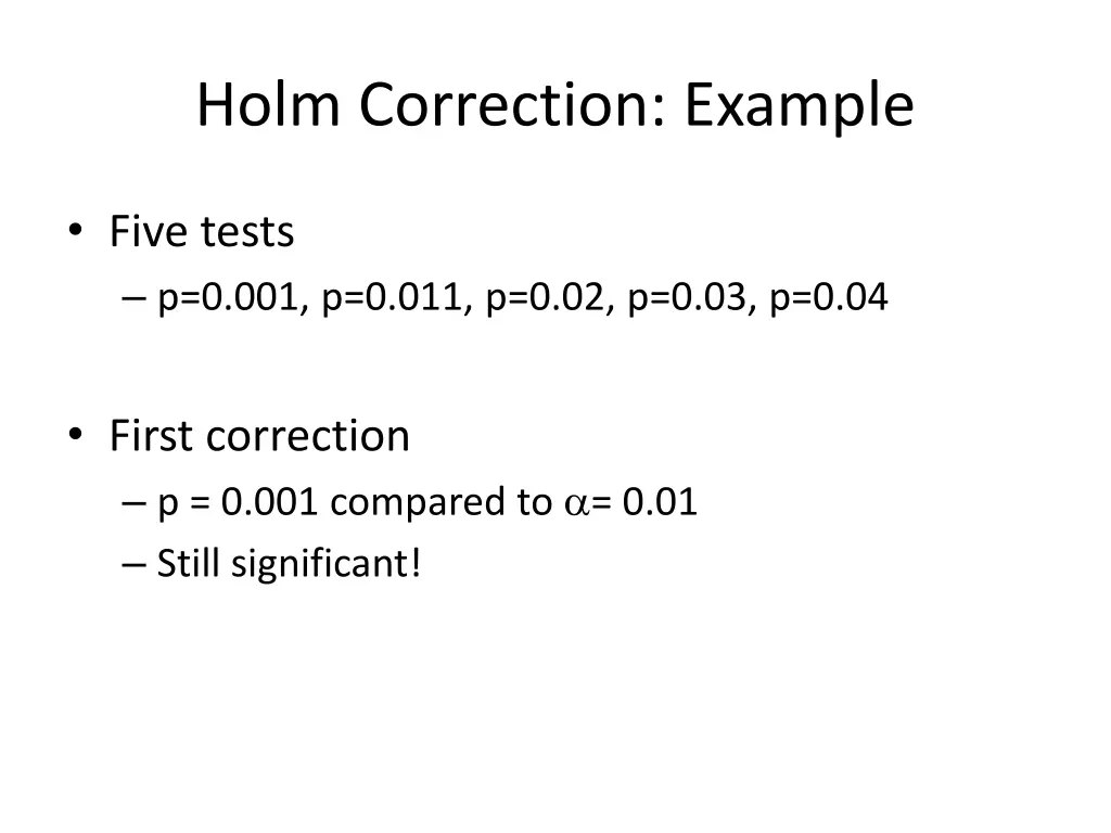 holm correction example 1