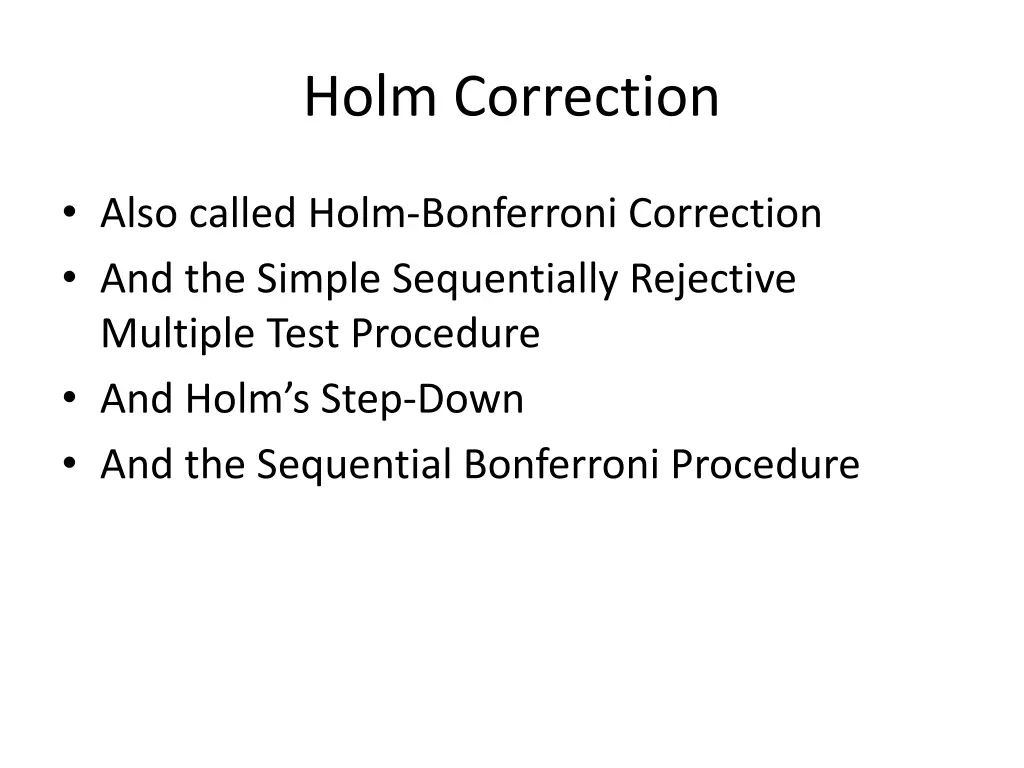 holm correction